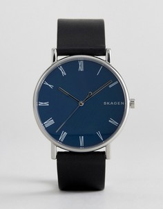Часы с черным узким кожаным ремешком Skagen SKW6434 Signatur - Черный