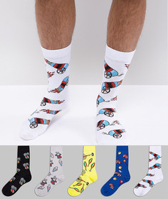 5 пар носков с принтом ASOS - Мульти