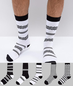5 пар носков с принтом ASOS - Мульти