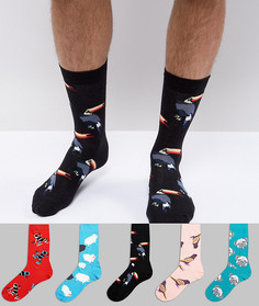 5 пар носков с принтом ASOS - Мульти