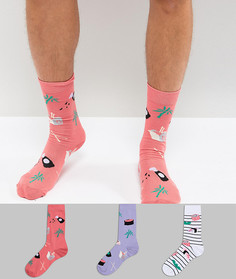 Набор из 3 пар носков с рисунком суши ASOS - Мульти