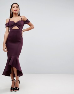 Платье миди с оборкой на подоле ASOS PREMIUM - Фиолетовый