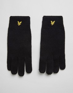 Черные перчатки из овечьей шерсти с логотипом Lyle &amp; Scott - Черный