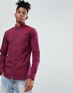 Бордовая узкая оксфордская рубашка с логотипом-флагом Tommy Hilfiger Denim - Красный