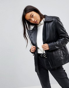 Кожаная байкерская куртка с люверсами ASOS - Черный