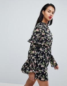 Платье с оборками и цветочным принтом Missguided - Мульти