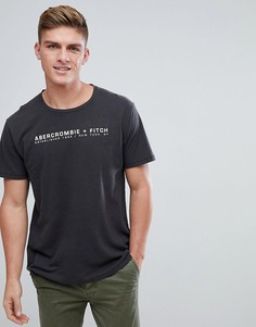 Черная футболка с логотипом и глубоким вырезом Abercrombie &amp; Fitch - Черный