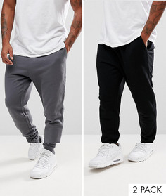 Набор из 2 пар суженных книзу джоггеров (серые/черные) ASOS - СКИДКА - Мульти