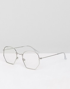 Круглые очки с прозрачными стеклами ASOS - Серебряный