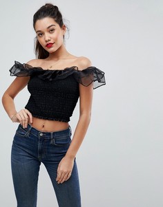 Топ-бандо с оборкой ASOS - Черный