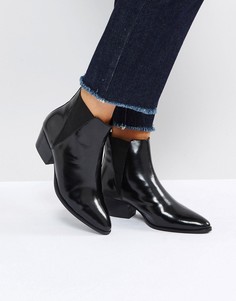 Кожаные ботильоны в стиле вестерн ASOS RHIANNON - Черный