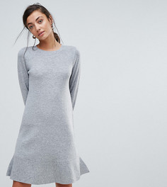 Трикотажное платье с оборкой по нижнему краю ASOS TALL - Серый