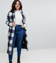 Клетчатое облегающее пальто с карманами ASOS CURVE - Мульти