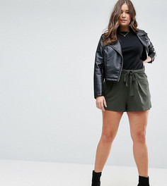 Шорты с поясом и складками ASOS CURVE - Зеленый