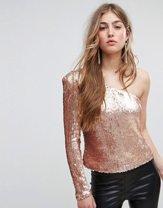 Топ на одно плечо с пайетками Missguided - Розовый