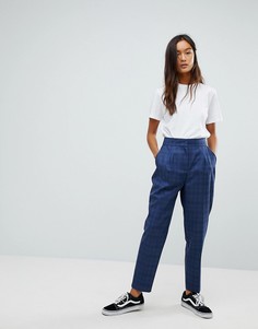 Синие зауженные брюки в клетку ASOS Tailored - Мульти