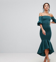 Облегающее платье миди с баской ASOS TALL PREMIUM - Зеленый