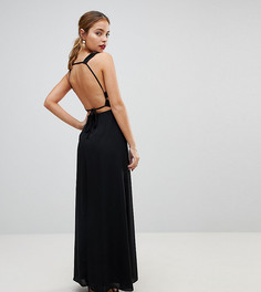 Платье макси с отделкой ASOS PETITE - Черный