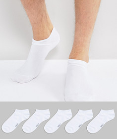 5 пар белых низких носков Celio - Белый