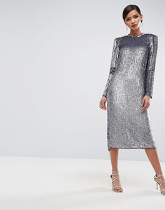 Платье миди с переливающимися пайетками ASOS RED CARPET - Фиолетовый