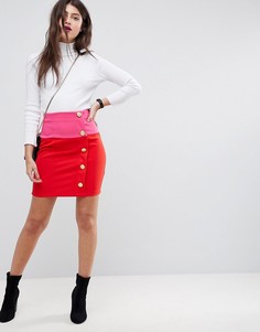 Мини-юбка в стиле колор блок ASOS - Красный