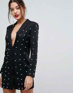Платье-блейзер с отделкой искусственным жемчугом Boohoo - Черный