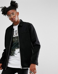 Черная джинсовая рубашка навыпуск с молнией ASOS - Черный