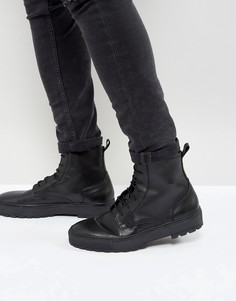 Черные кожаные ботинки на шнуровке ASOS - Черный