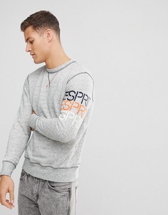 Свитшот с контрастным принтом на рукавах Esprit - Темно-синий
