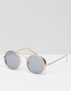 Круглые солнцезащитные очки с планкой Jeepers Peepers - Золотой