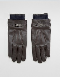 Кожаные перчатки Ted Baker Quiff - Коричневый