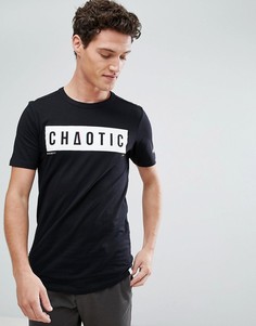 Длинная футболка с закругленным краем и принтом Jack &amp; Jones Core - Черный