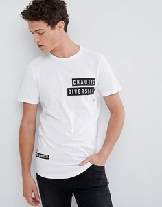 Длинная футболка с закругленным краем и принтом Jack &amp; Jones Core - Белый