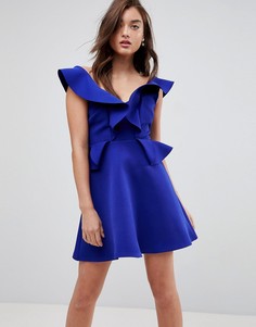 Платье мини А-силуэта с оборками River Island - Синий