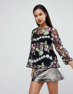 Кружевной топ с вышивкой River Island - Мульти