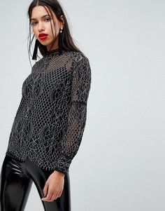 Кружевной топ River Island - Черный
