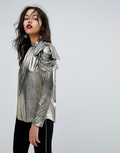 Блузка в стиле 80-х на одно плечо River Island - Золотой