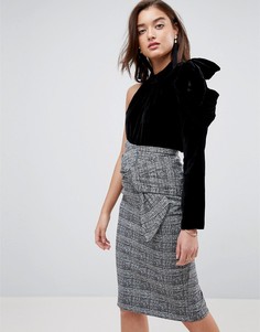Бархатный топ на одно плечо в стиле 80-х River Island - Черный