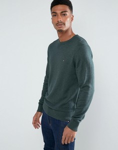 Зеленый джемпер из хлопка пима и кашемира с круглым вырезом Tommy Hilfiger - Зеленый