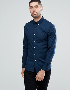 Темно-синяя приталенная рубашка из поплина Farah Libbert - Темно-синий