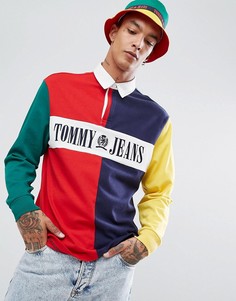 Поло колор блок с длинными рукавами в стиле 90-х Tommy Jeans Capsule - Мульти