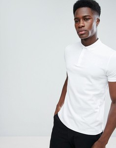 Поло из ткани пике с воротником на пуговицах ASOS - Белый