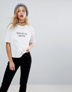 Новогодняя футболка с принтом Im Not Just for Christmas ASOS - Белый
