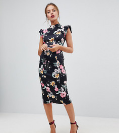 Платье-футляр с вырезом на спине и цветочным принтом ASOS PETITE - Мульти