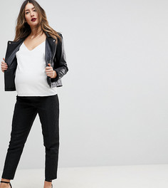 Жаккардовые брюки узкого кроя с анималистическим рисунком ASOS MATERNITY - Черный