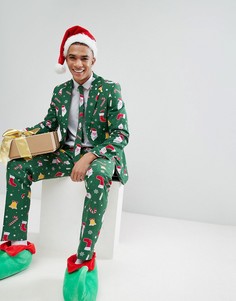 Костюм и галстук с новогодним принтом OPPO - Зеленый
