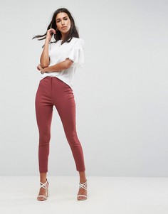Облегающие брюки с завышенной талией ASOS - Оранжевый