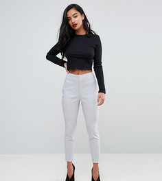 Облегающие брюки с завышенной талией ASOS PETITE - Серебряный