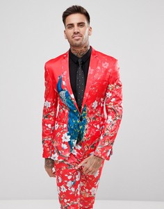 Облегающий пиджак с принтом ASOS - Красный
