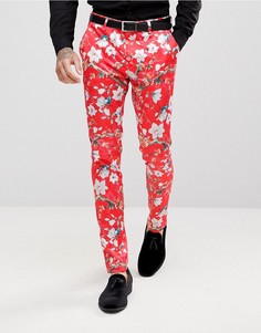 Облегающие брюки с принтом ASOS - Красный